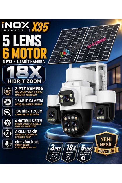 İnox X35 5 Lensli 6 Motorlu Hibrit Zoom 4G Solar Kamera