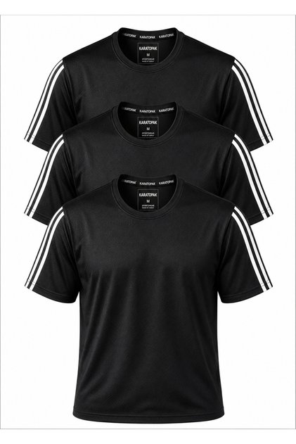 3-Piece Sleeve Stripe Quick Dry Breathable Fabric Sports T-Shirt