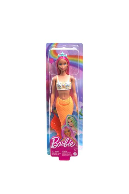 Papusa sirena cu accesorii, Barbie, Portocaliu, HRR05