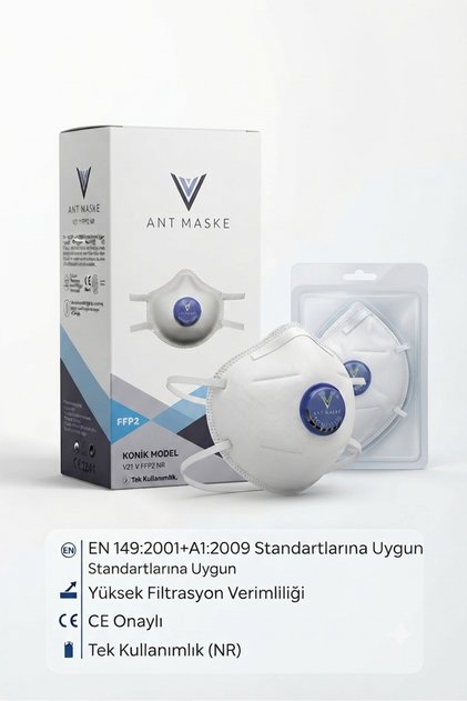ANT FFp2 Ventilli Asit Gaz Toz Ve Sis Maskesi 1 Paket( 25 Adet)
