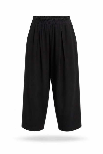 Black Elastic Waist Loose Cut Trousers 30285