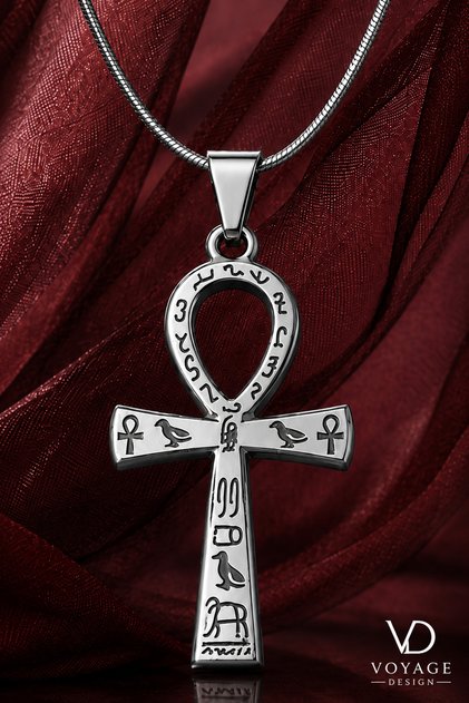 Farklı Renk ve Desen Çeşitleri ile Paslanmaz Çelik Yaşam Anahtarı Ankh Kolye
