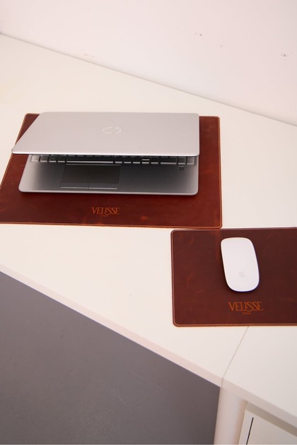 Vintage Hakiki Crazy Deri Mouse Ve Laptop Pad - Kestane Kahve