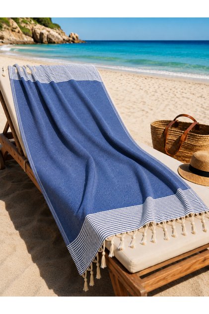 Honeycomb Beach Peshtamal | Cotton - Natural Fringed | Beach, Pool, Spa, Sauna, Sports, Travel Towel