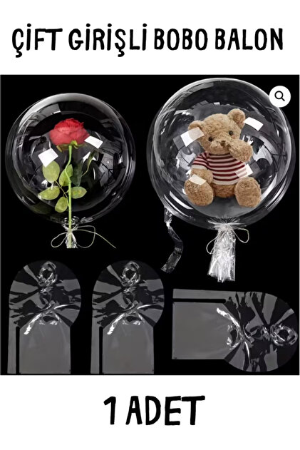 26'' ÇİFT GİRİŞLİ ŞEFFAF BALON 1 ADET-ESNETİLMİŞ YÜKSEK KALİTELİ