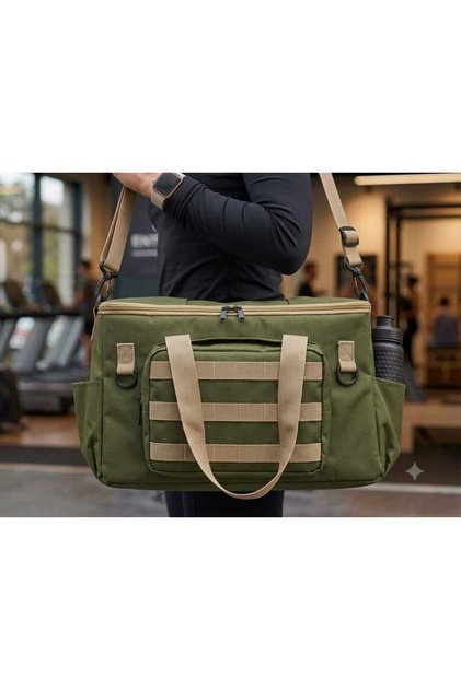 Unisex Sports Bag with Front and Inner Pockets, Long Strap, Large Volume Daily Bag for Travel, Fitness, Training Gym, Hand and Shoulder Use