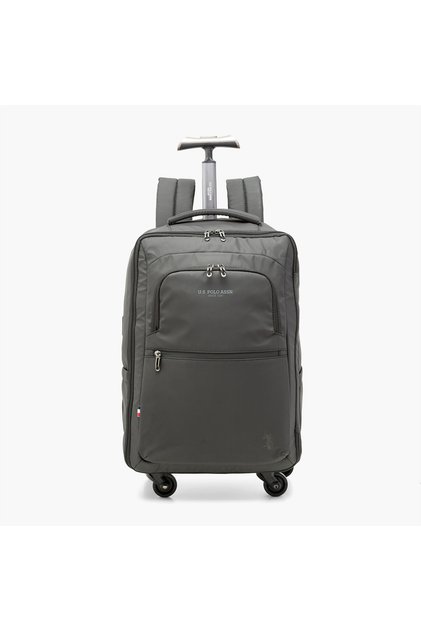 US POLO ASSN. Solid 19-inch Trolley Backpack with Shoulder Straps and Wheels - 32x23x48 cm