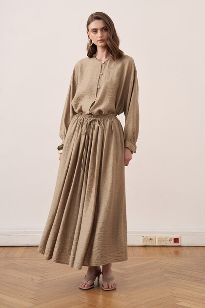 Sanaz Skirted Suit Khaki
