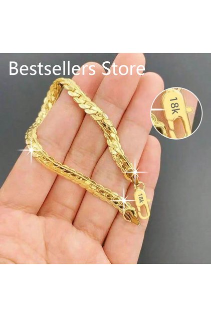 20cm Gold 925 Sterling Silver 18K Gold Side Chain Bracelet Fashion Men Women Wedding Party Gifts