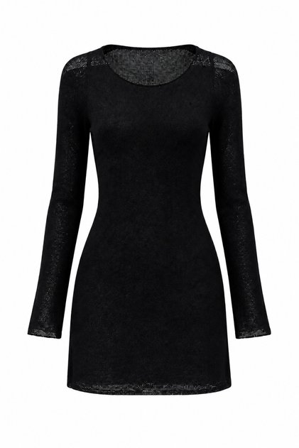Black Slim Knitwear Pareo Dress