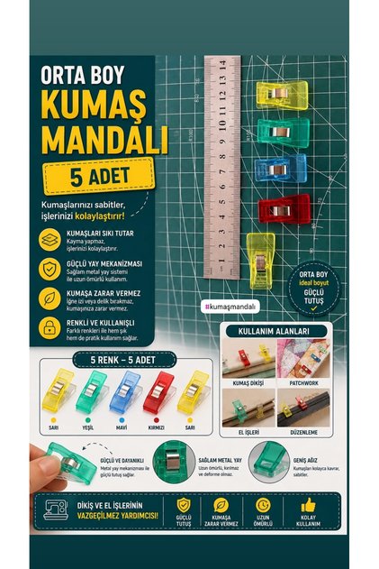 KUMAŞ MANDALI ORTA BOY 5 adet