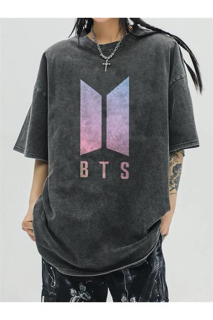 MİNGALONDON Πλενόμενο μπλουζάκι Unisex με λογότυπο BTS σε vintage στυλ