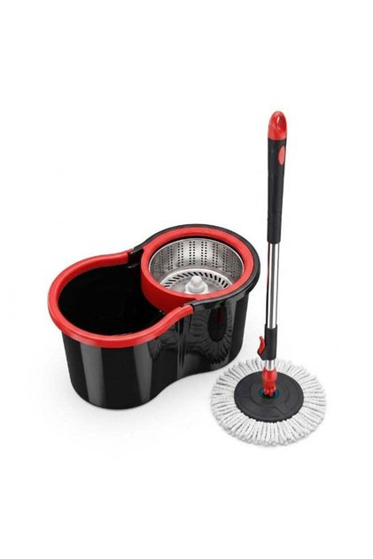 Duravel12L 360° Rotating Microfiber Spin Mop and Bucket Set with Stainless Steel Wringer, Long Adjustable Handle, Hands-Free Easy Wring Mop for Home Kitchen Bathroom
