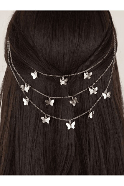 Silver Butterfly Hair Chain Headband