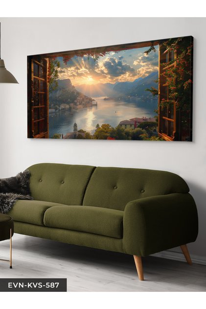 Window Opening Out to the Sea at Sunrise One Piece Canvas - Canvas Painting