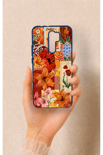Redmi 9 Compatible Orange Lily Patterned Silicone Case
