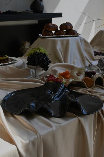 Stoneware Siyah Sunum Tabağı