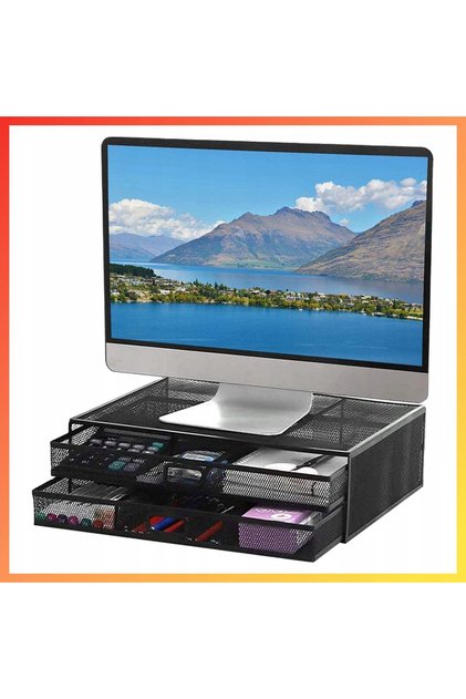 Suport metalic pentru monitor de laptop cu sertare
