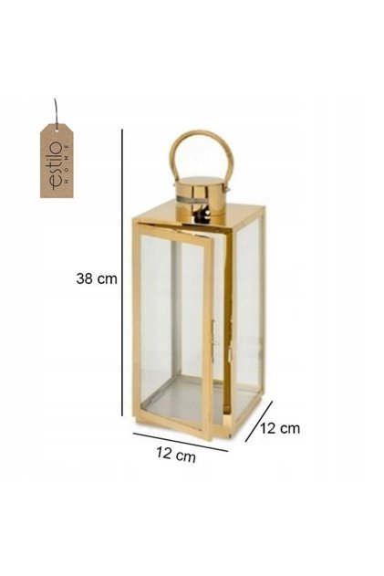 Decorațiune Felinar Auriu pentru Terasă, Sufragerie, Balcon, Glamour de Crăciun, 38cm