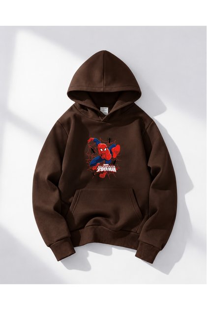 Oversize Hooded Spiderman Printed Sweatshirt for Boys