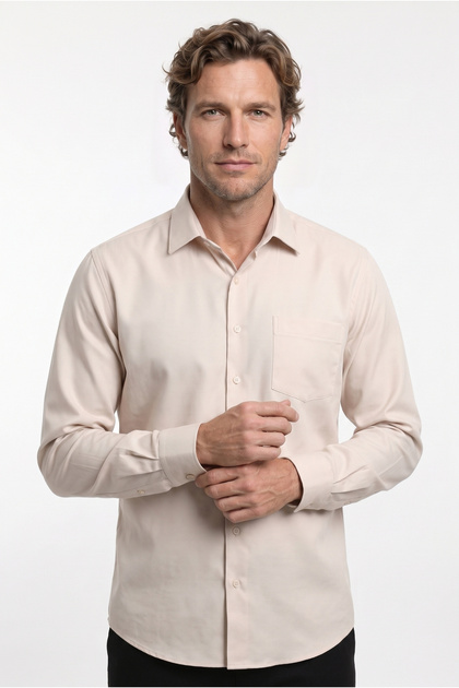 Long Sleeve Regular Fit Classic Collar Cotton Easy Iron Pocketed Oxford 4 Season Shirt