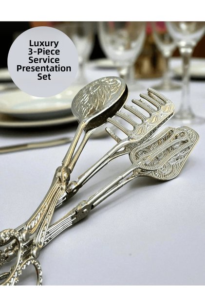 Luxury 3-Piece Tongs Serving Presentation Set Serving Spoon/Serving Tongs