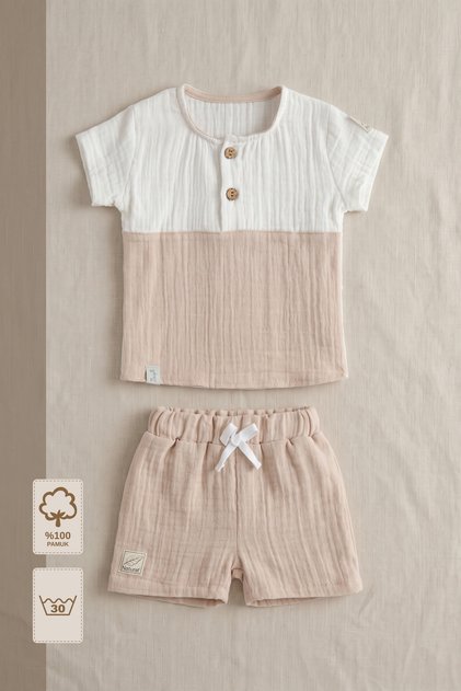 - 100% Cotton Muslin Shorts Set