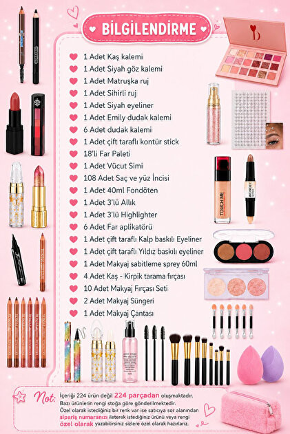 Dami Beauty Mega 224 Parça Profesyonel Makyaj Seti - Gelin Çeyiz