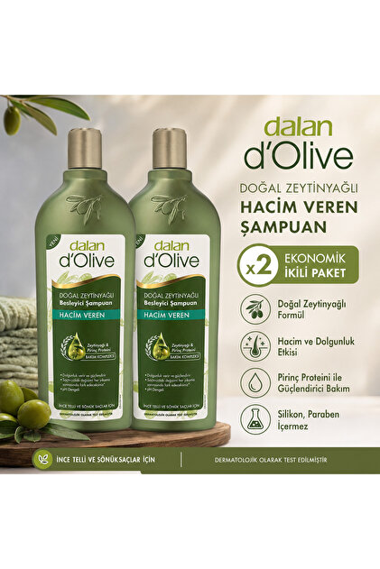 Dalan 2 Adet D'olive Zeytinyağlı Hacim Veren Şampuan 400 ml