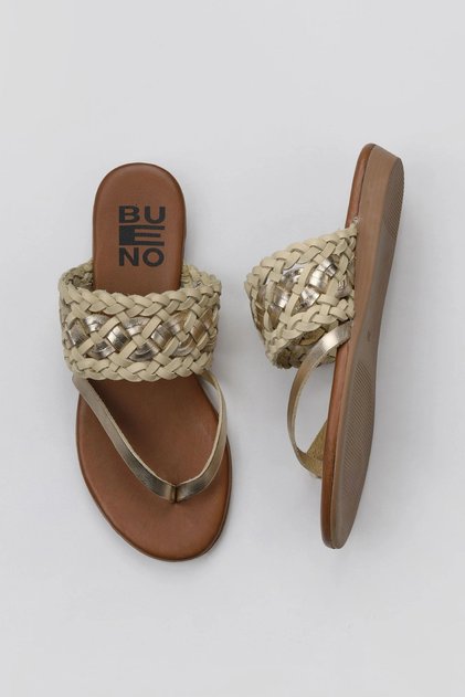 Yellow Shiny Leather Women's Flip Flops 01Wu7448