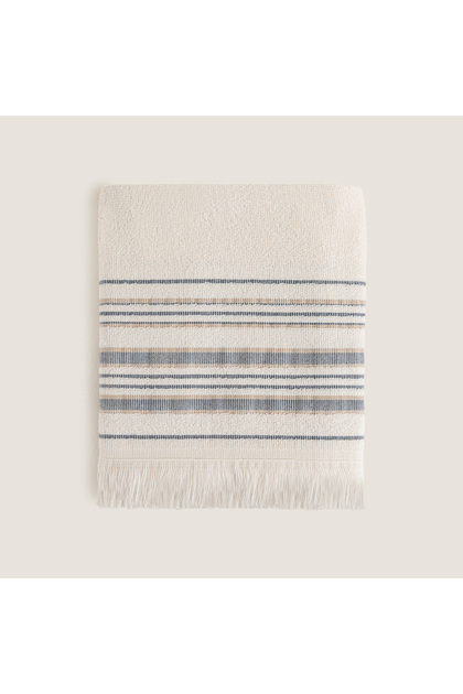 Deep Bamboo Face Towel 50X90 cm Ecru/Marine Blue