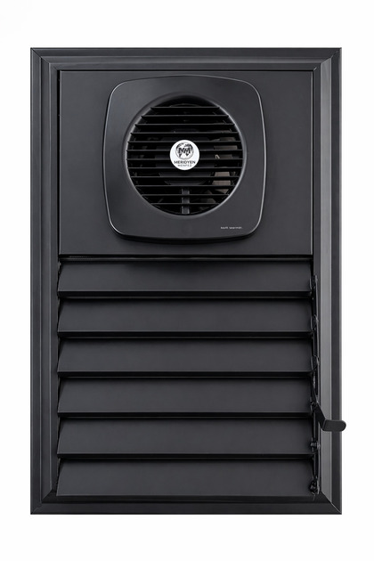 35X40 Aluminum Matte Black Bathroom Screen with Fan (Length X Width) (Outside-Outside)