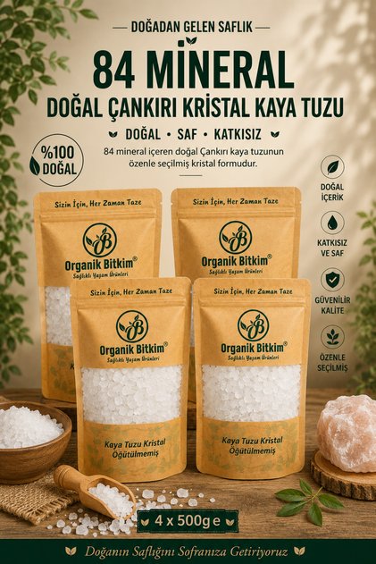 84 Mineral Doğal Çankırı Kristal Kaya Tuzu 4 X 500 gr