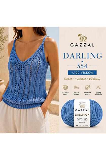 Gazzal Darling %100 Viskon El Örgü İpi 5'li Paket 500 Gr Parlak Gazzal Darling %100 Viskon El Örgü İpi 5'li Paket 500 Gr Parlak