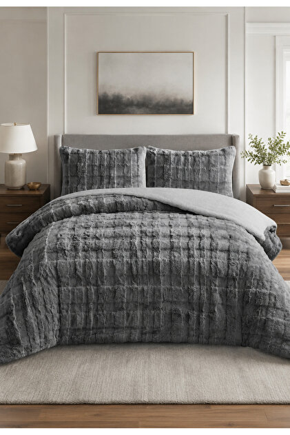 Sienna Double Bedspread Set 220X240Cm - Luxury Soft Textured with 2 Pillows - Anthracite