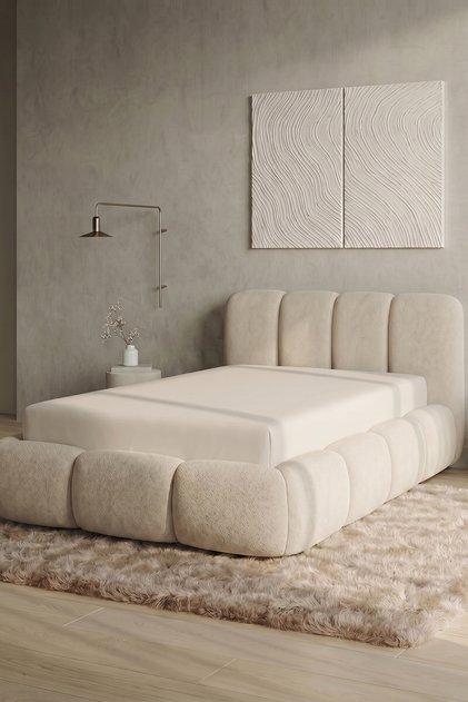 190 Gsm, 95% Cotton 5% Elastane Single Jersey Fitted Sheet Single Size 90-100X200 cm - Beige