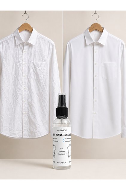 Spray Anti-Cute Haine – Îndepărtează Cutele și Statica, Reîmprospătează Țesăturile, Fără Călcare, Utilizare Rapidă
