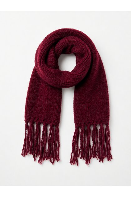 Large Size Soft Knitted Scarf Women's Burgundy