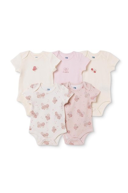 Kız Bebek 5li Body Hayvan Baskılı Çıtçıtlı Zarf Yaka Long Sleeve