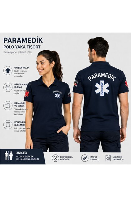 Paramedik Yazılı Lacivert Tişört