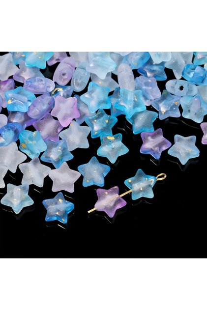 Style 02 50Pcs/lot Acrylic Star Beads 10mm Sparkling Makaron Color Pentagram Beads Fashion DIY Mater