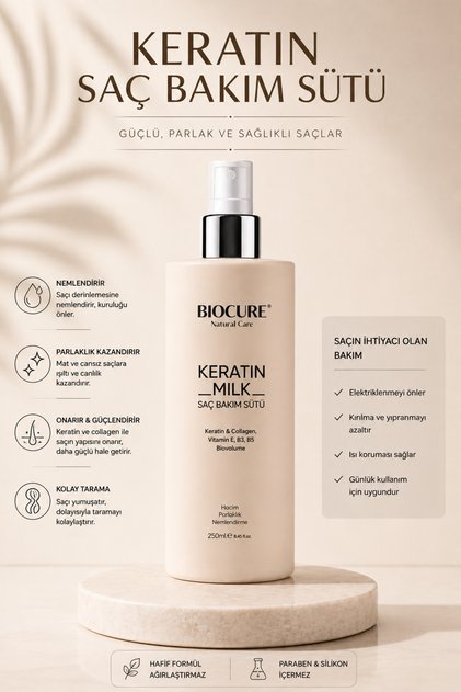 Keratin Sütü Collagen Saç Bakım Sütü, Saç Spreyi Hacim, Parlaklık Nemlendirme Kolay Tarama 250ml.