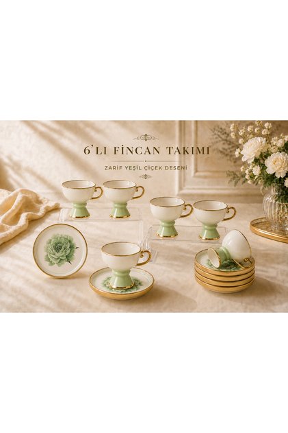6-Person Floral Patterned Porcelain Coffee Set