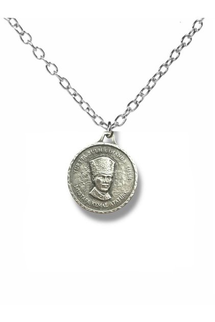 Ataturk and Anıtkabir Printed Double Sided Locket Necklace – Silver Color Unisex Memory and Respect Design