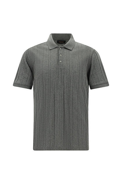Slim Fit Dar Kesim Merserize Pamuk Desenli Polo Yaka T-shirt