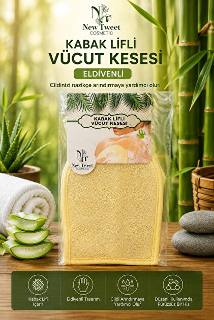 Natural Glove-Style Pumpkin Body Scrub and Fiber Brush Double-Sided