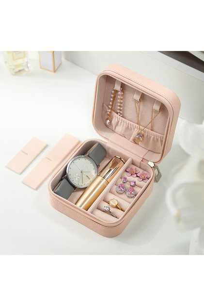 S Pink Simple Ins Macaroon Jewelry Box Travel Travel Studs Necklace Ring Jewelry Box, Portable