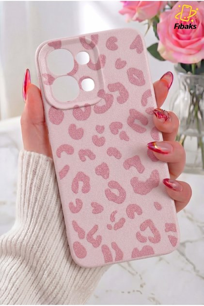 Oppo A6 Pro 4G/5G Kılıf Pembe Leopar Desenli Esnek İnce Yumuşak Silikon