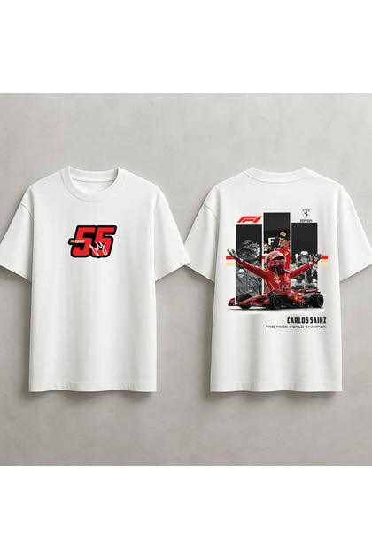 Carlos Sainz F1 Printed Unisex 100% Cotton Oversize T-Shirt