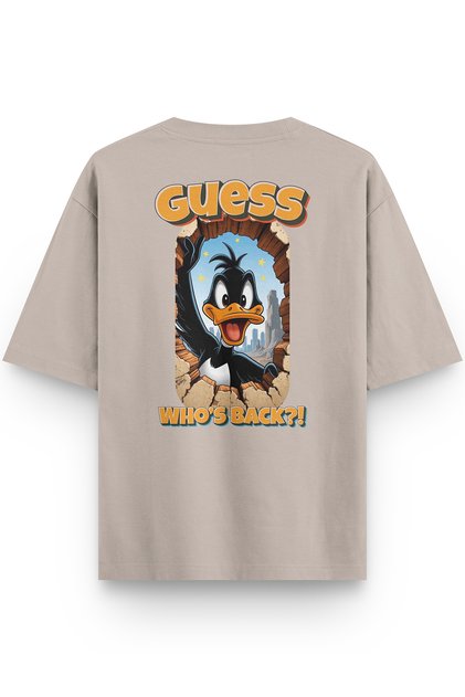Women's / Men's Semi Oversize T-Shirt Duck Back Printed Stone Color T-Shirt 1393